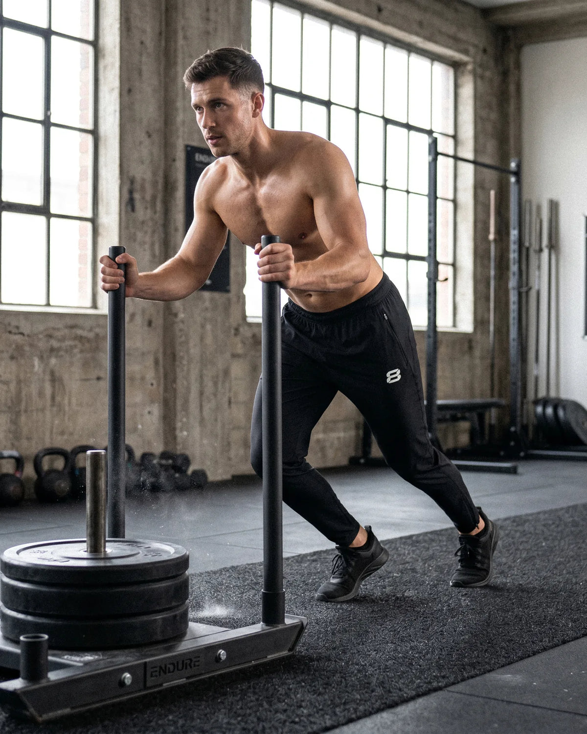 8ROX Performance Tracksuit Trousers - Black in use