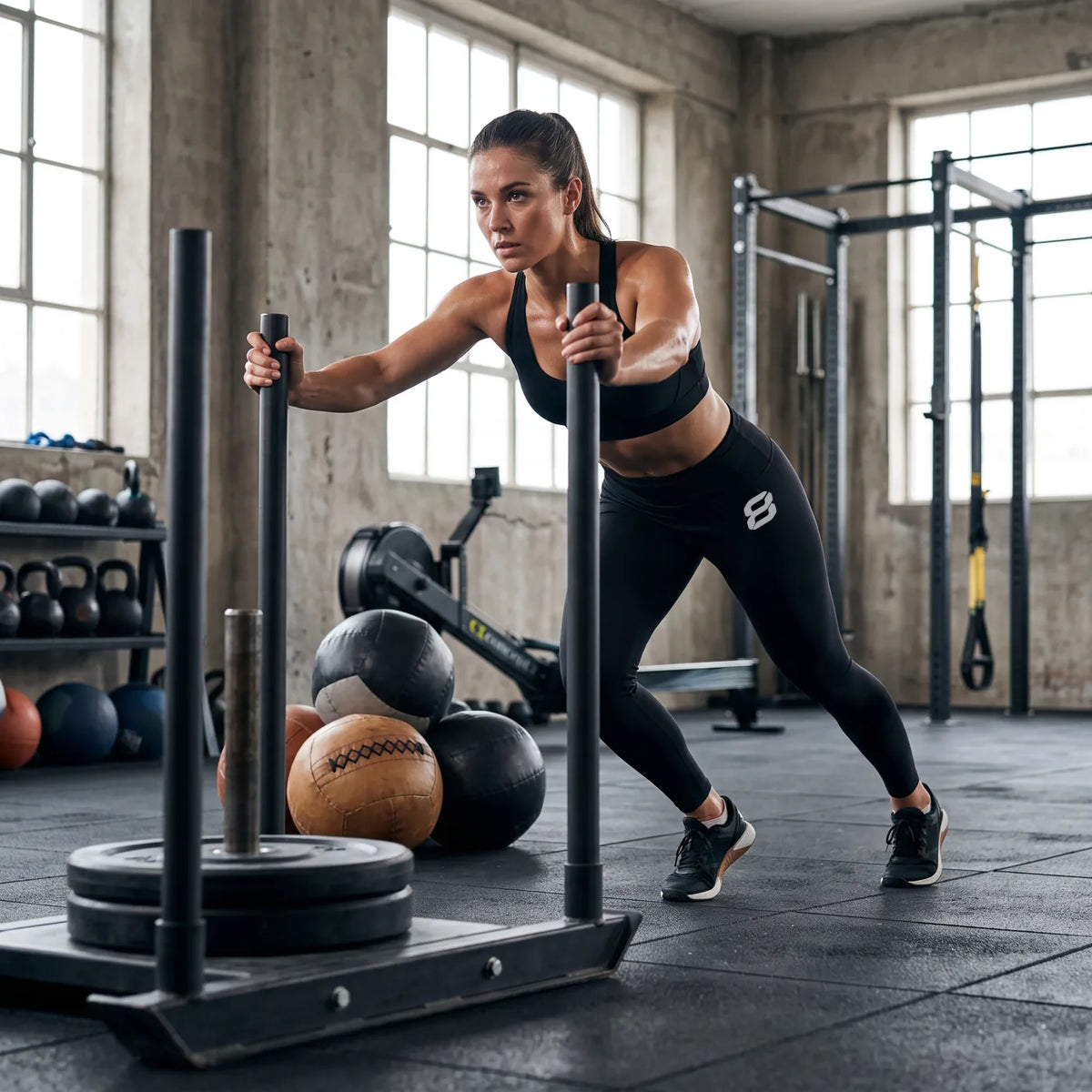Ladies 8ROX Performance Leggings - Black in use