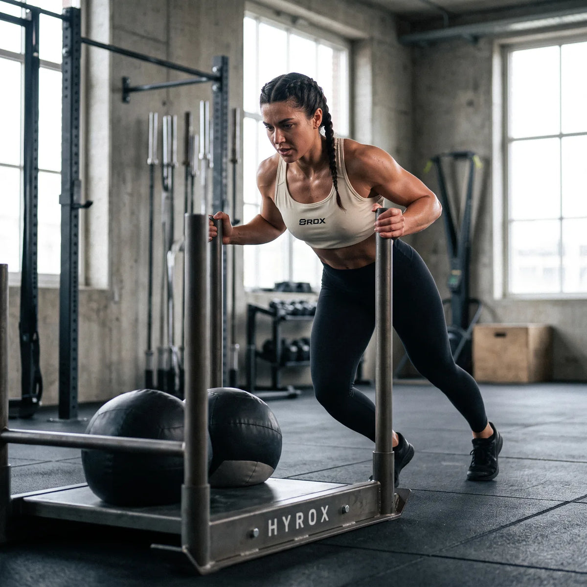 Ladies 8ROX Active Bra - Ecru in use