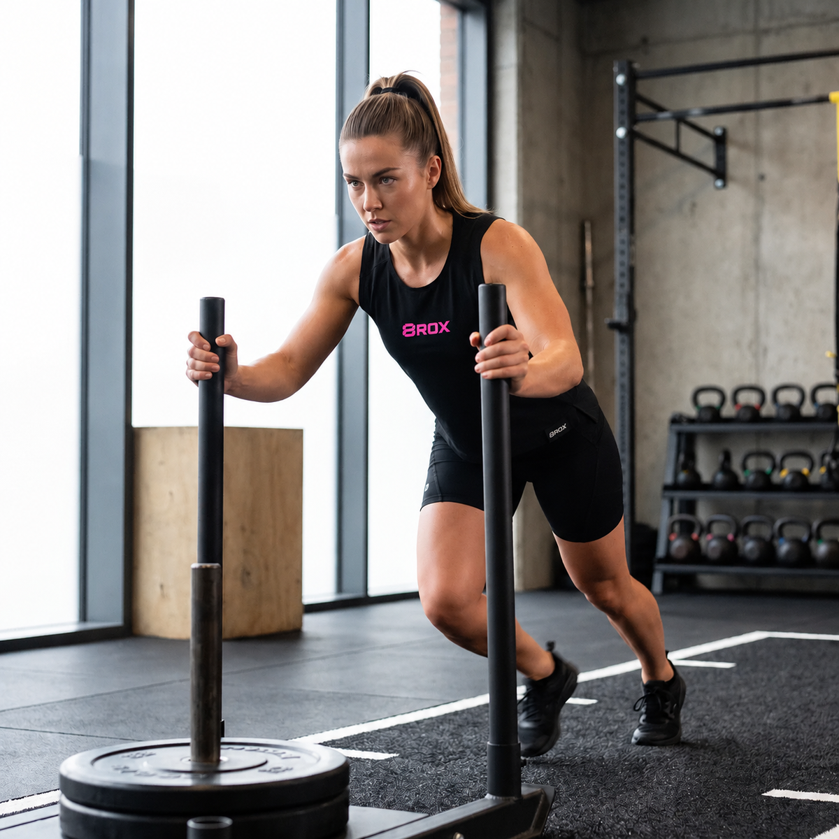 Ladies 8ROX Performance Vest - Black / Pink in use