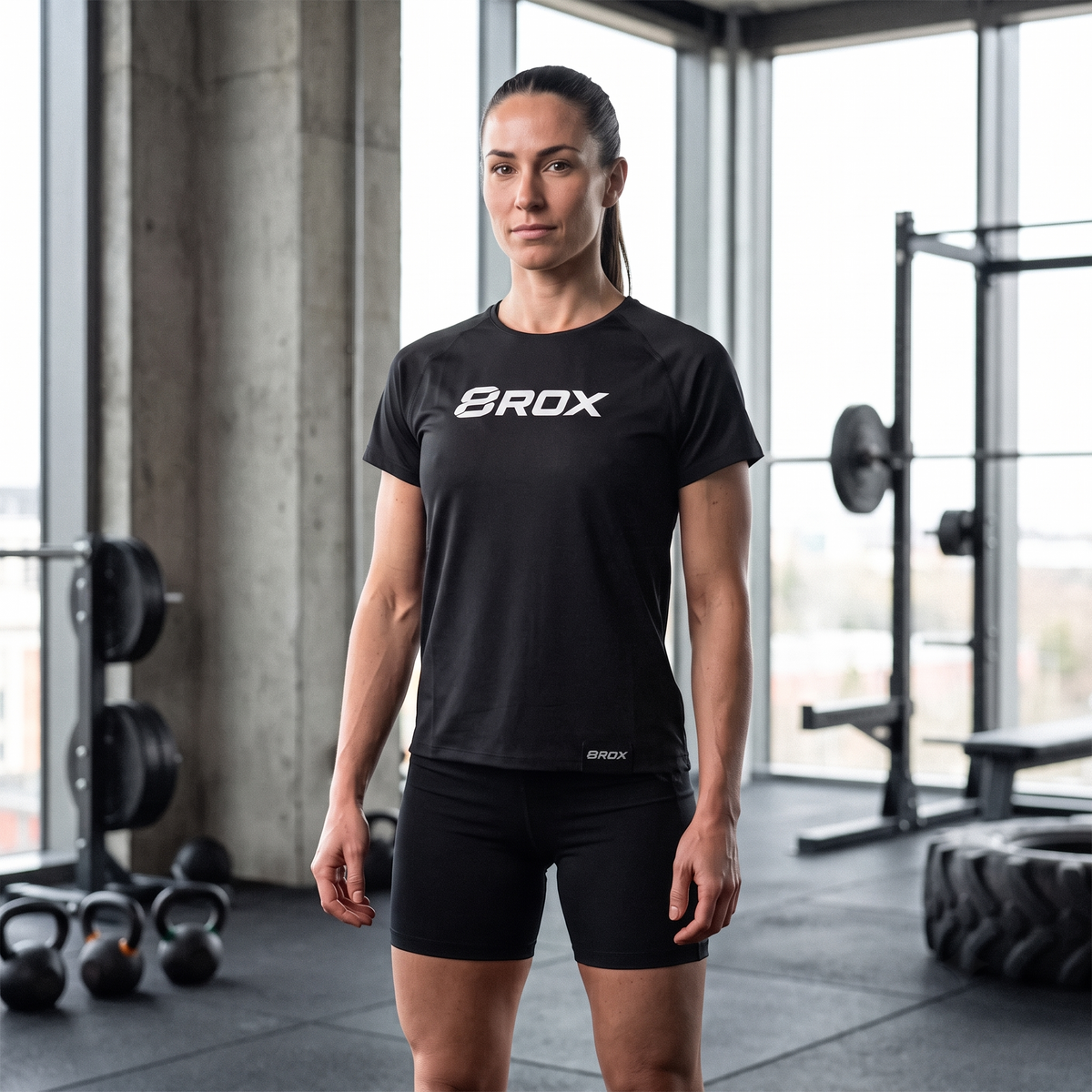 Ladies 8ROX Performance Tee - Black / White — product view 1