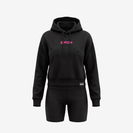 Ladies 8ROX Performance Hoodie - Black/Pink logo alternate product view 3