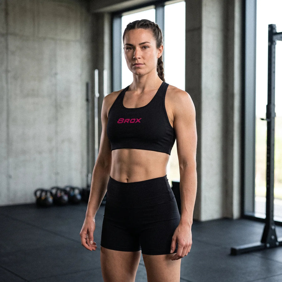 Ladies 8ROX Active Bra - Black / Pink — product view
