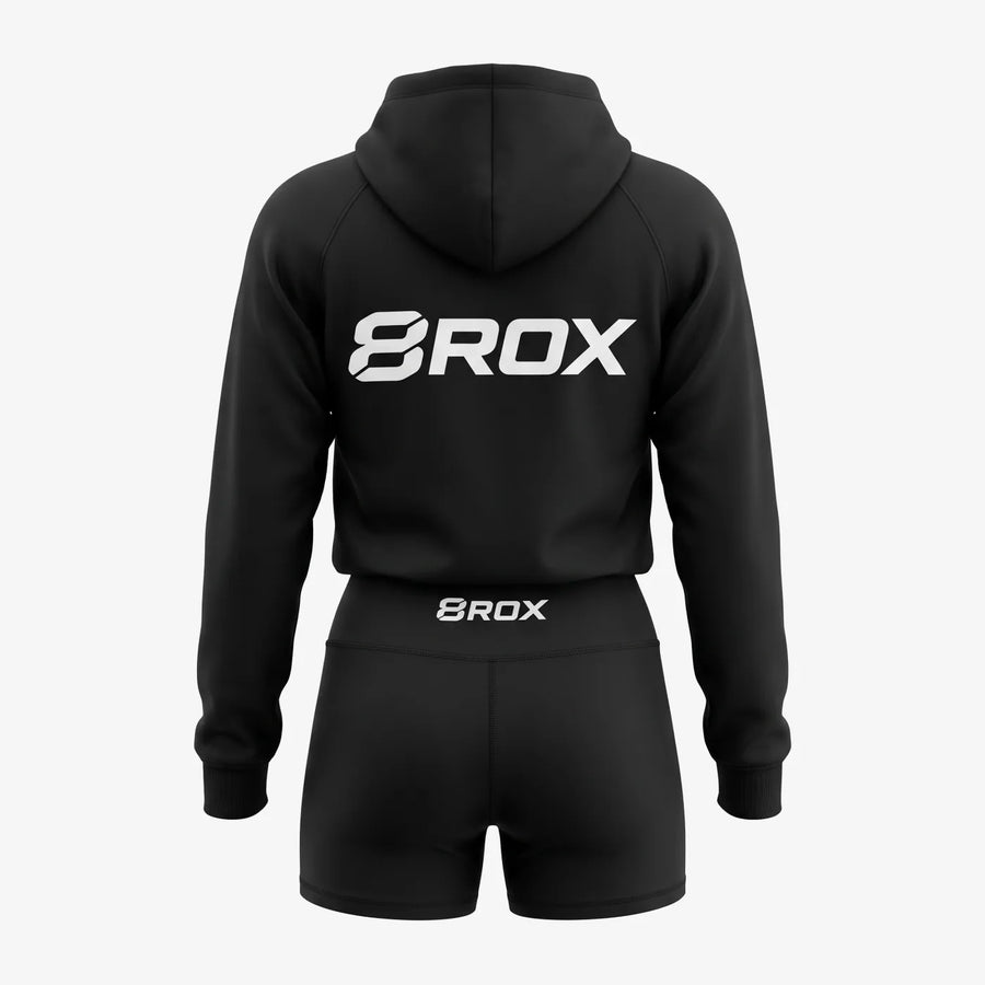 Ladies 8ROX Performance Hoodie - Black / White — alternate view