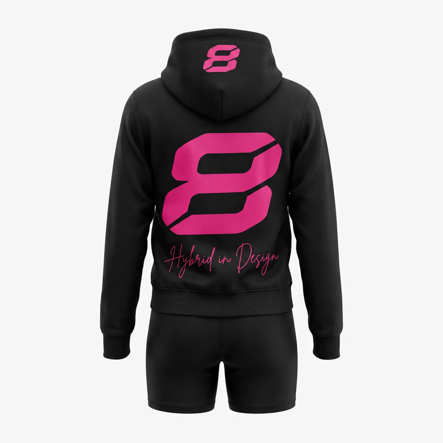Ladies Big 8 Performance Hoodie - Black / Pink — alternate view