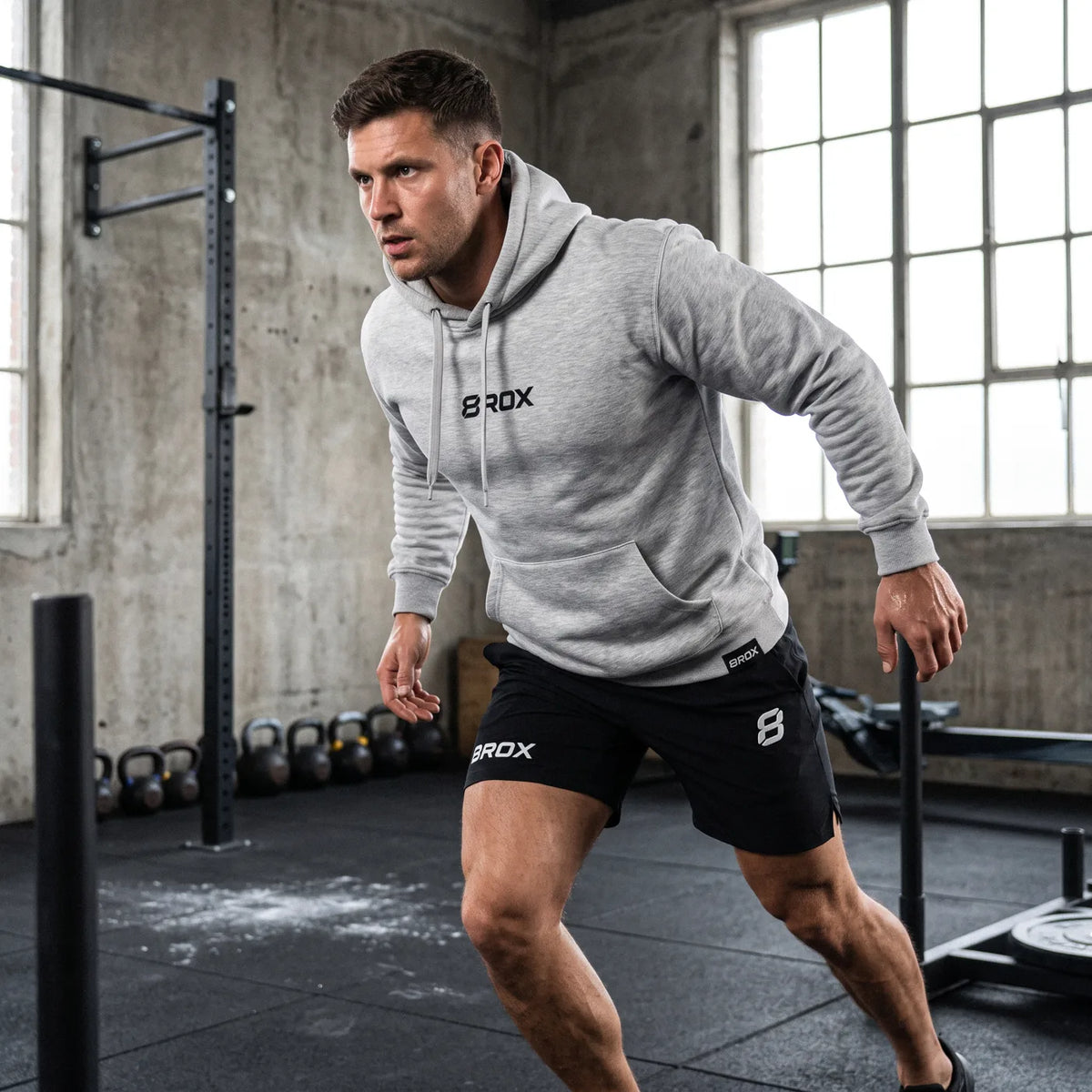 8ROX Performance Hoodie - Grey in use