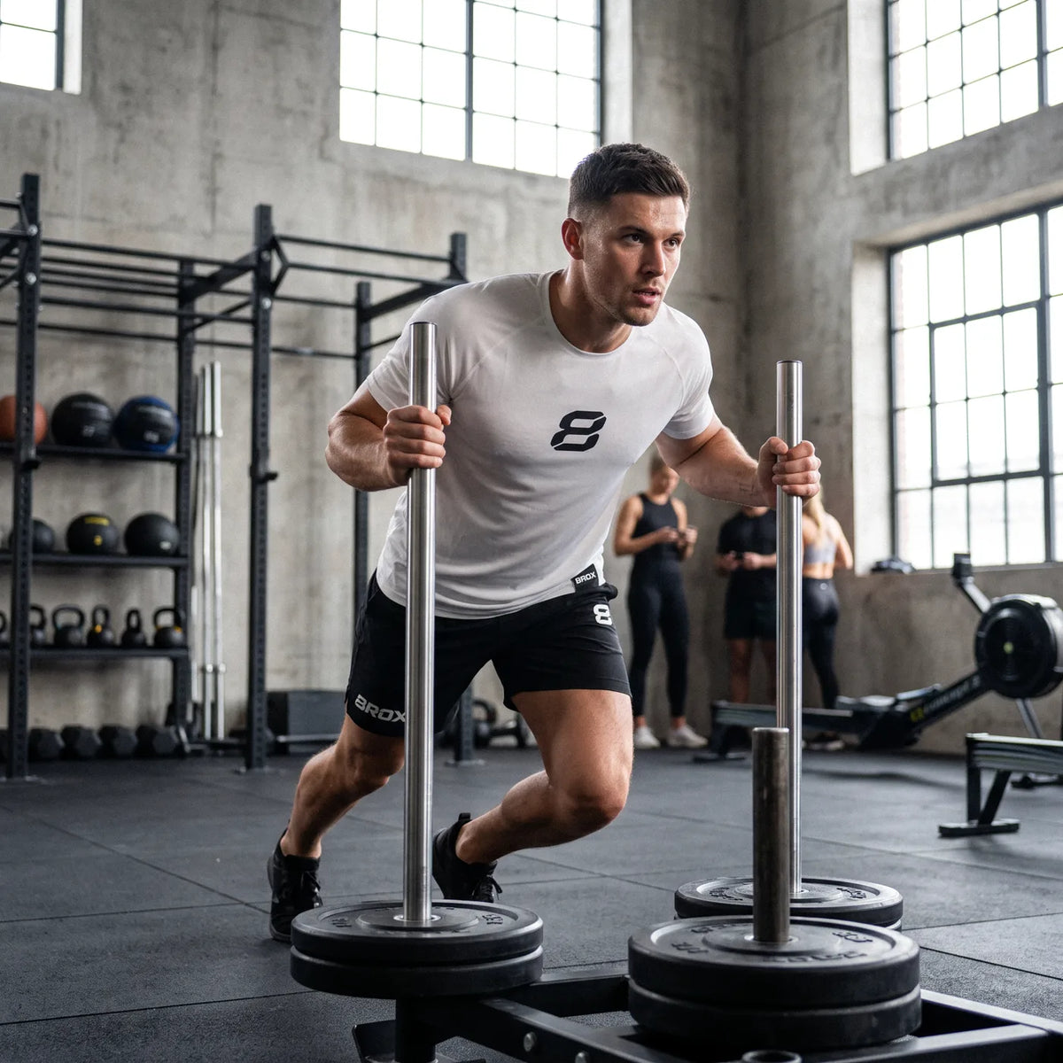 Team 8ROX Performance Tee - Cream in use