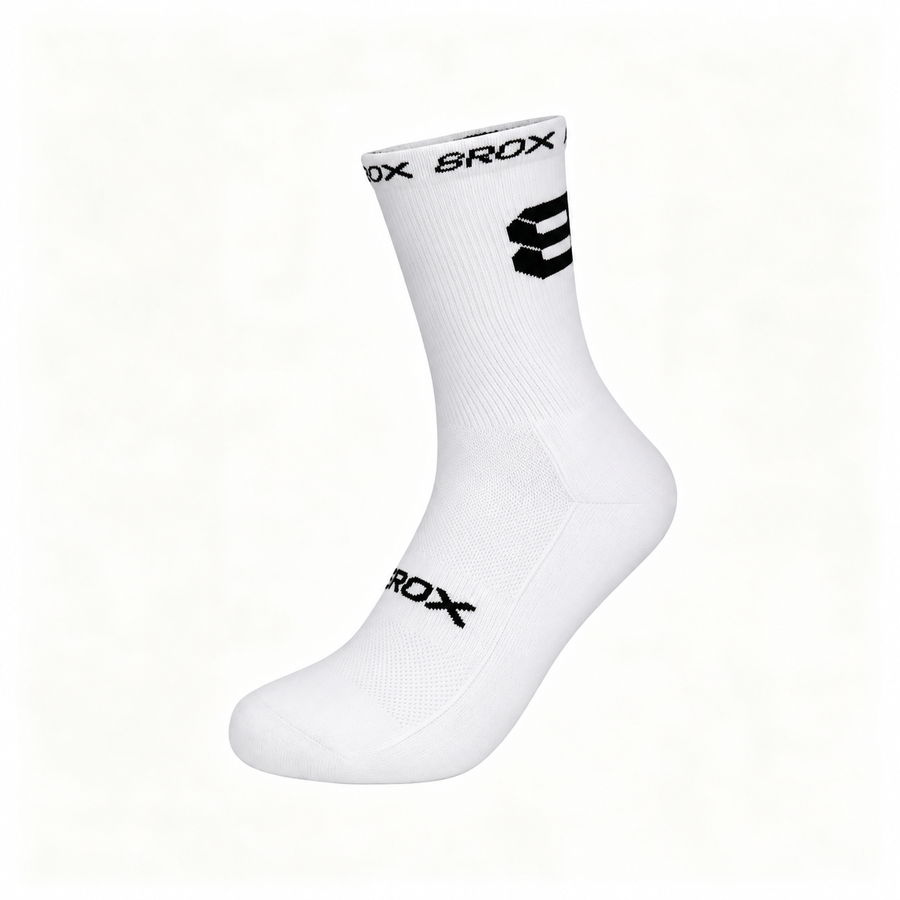8ROX Performance Socks - White single sock facing left