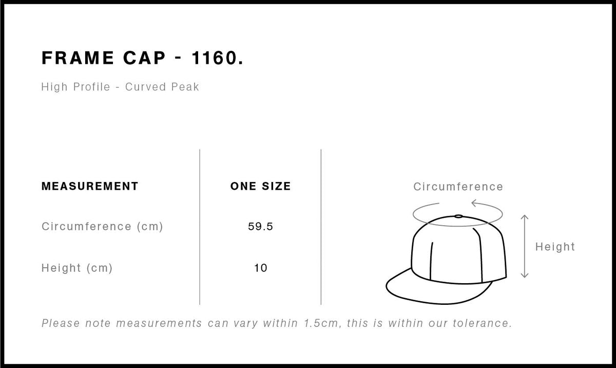 Cap 8ROX - Black size chart