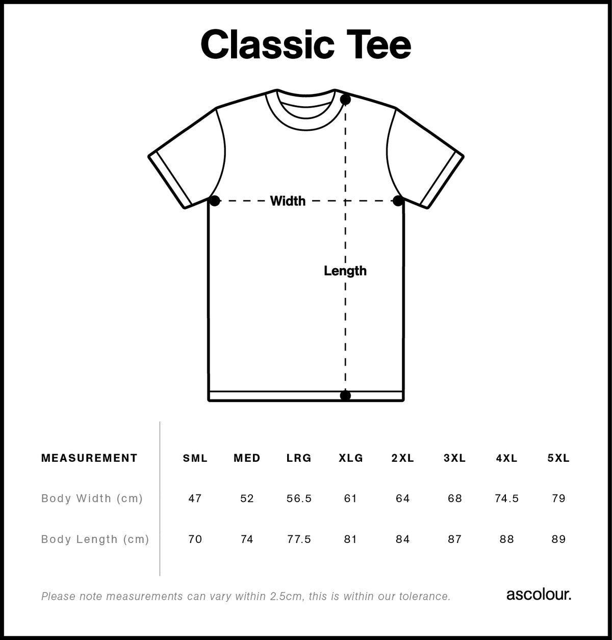 8ROX Lifestyle Tee - Black size chart