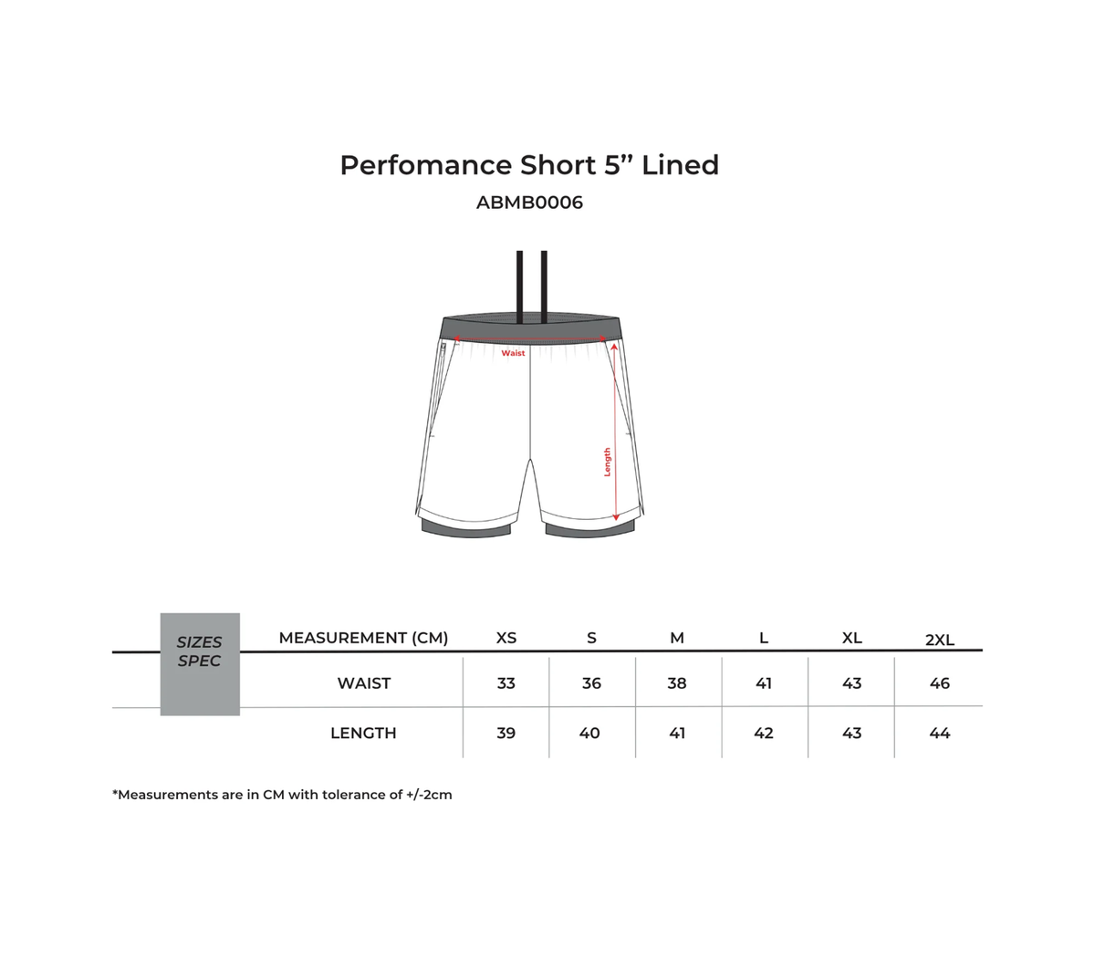 8ROX Performance 2-in-1 Shorts - Black size chart