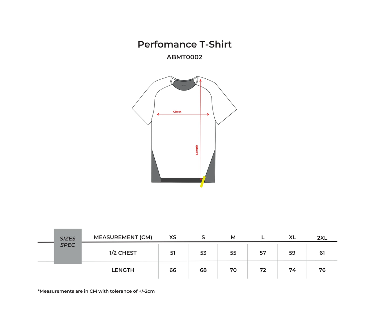 Team 8ROX Performance Tee - Black size chart