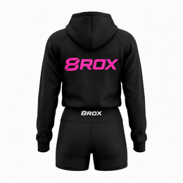 Ladies 8ROX Performance Hoodie - Black/Pink logo alternate product view 2