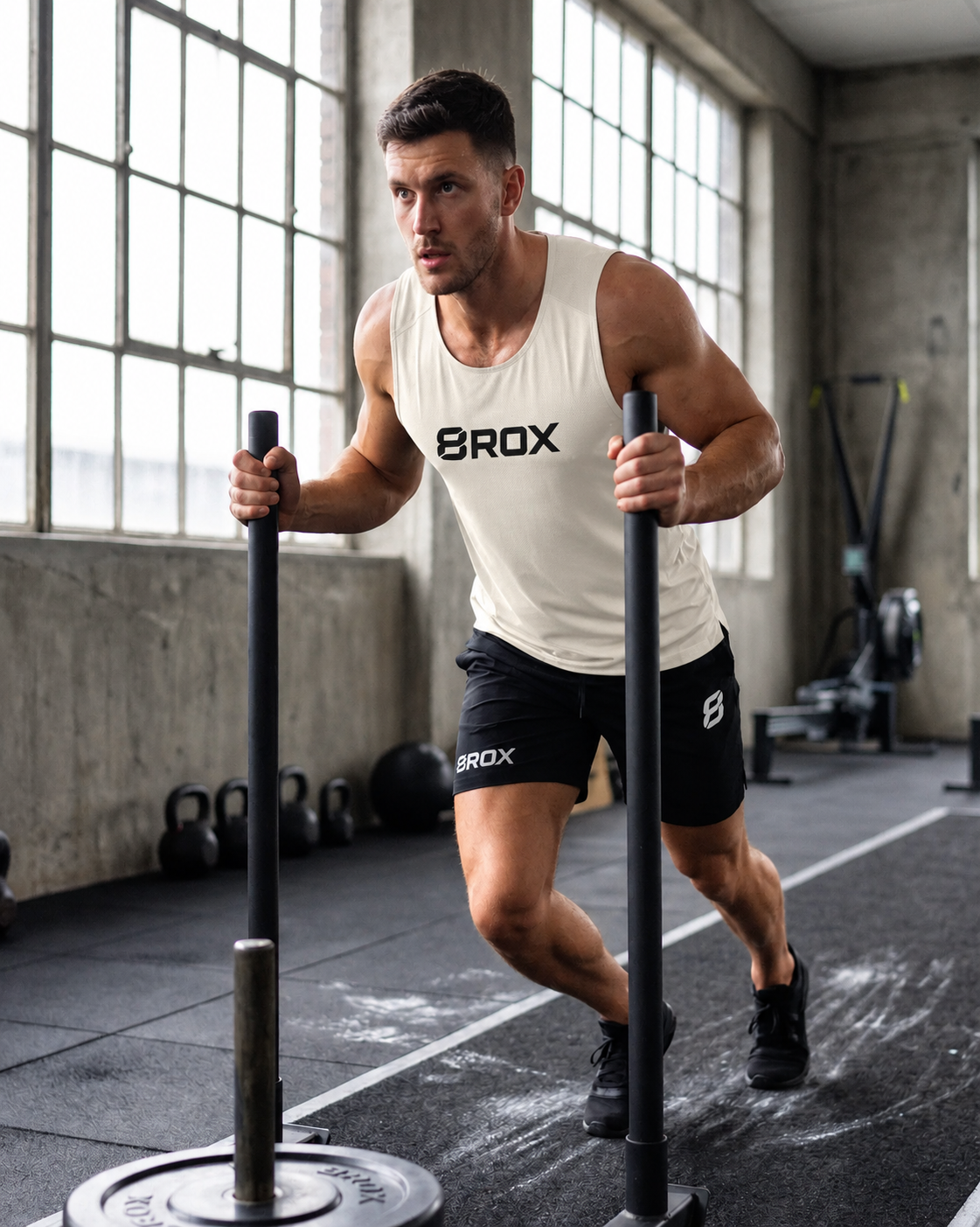 Big 8 Graphic Vest - Cream in use