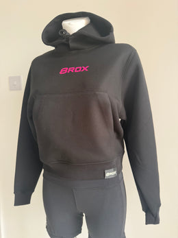 Ladies 8ROX Performance Hoodie - Black/Pink logo alternate product view 7