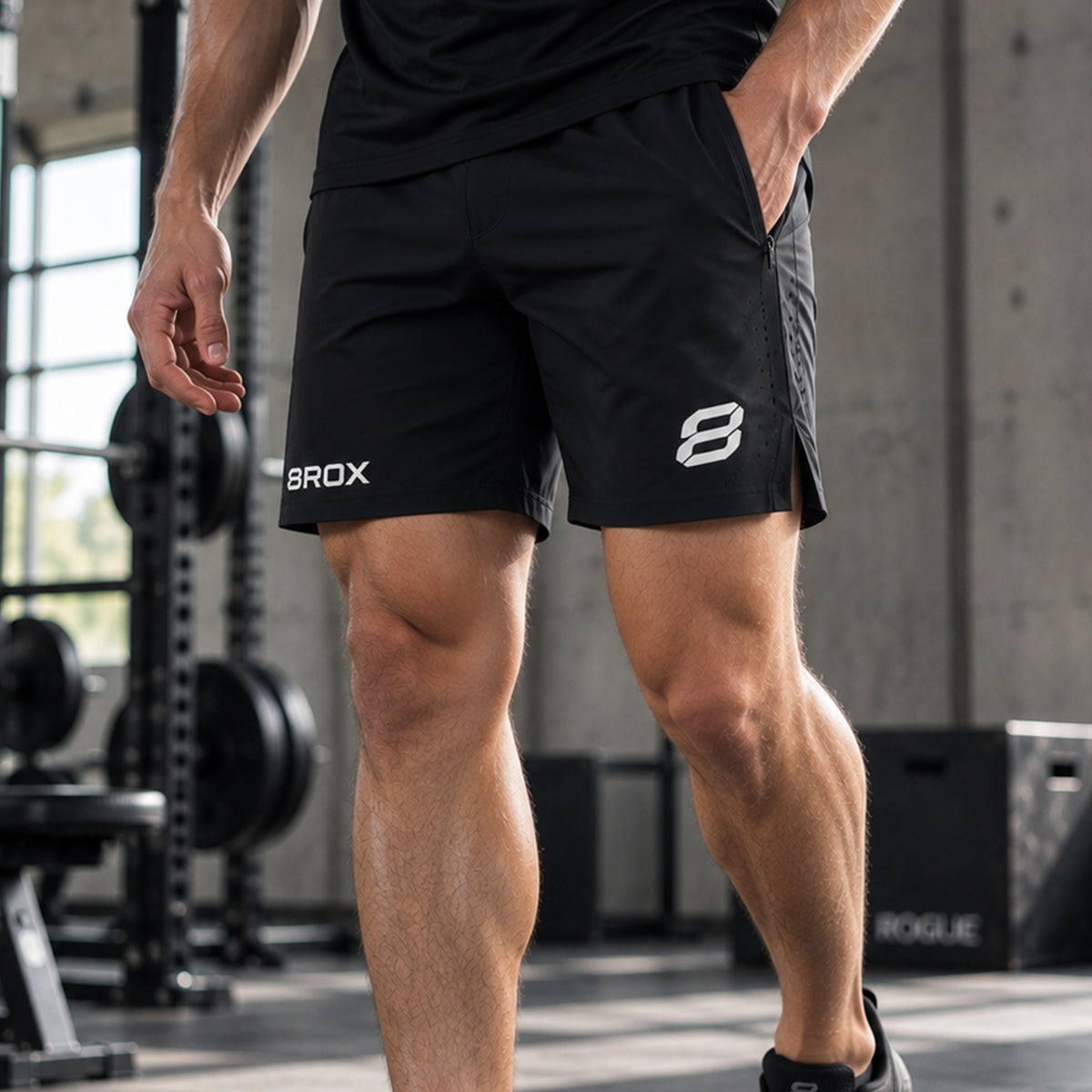 8ROX Performance 2-in-1 Shorts - Black in use