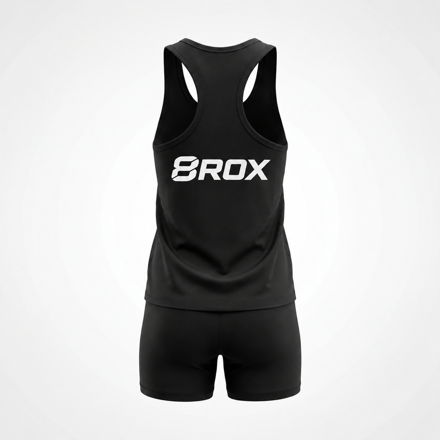 Ladies 8ROX Racerback - Black / White alternate product view 2