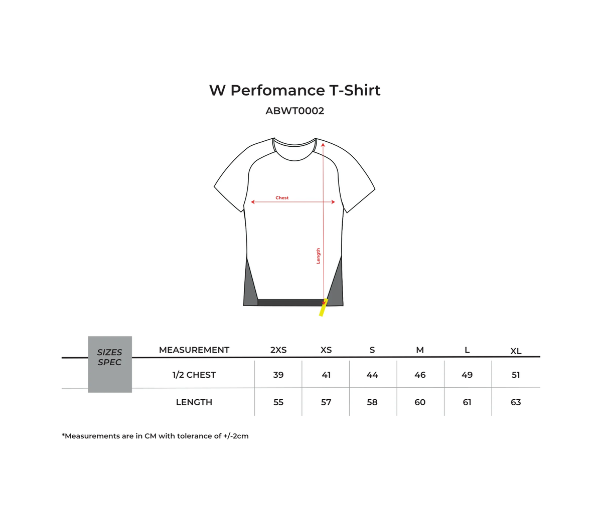 Ladies 8ROX Performance Tee - Black / White size chart