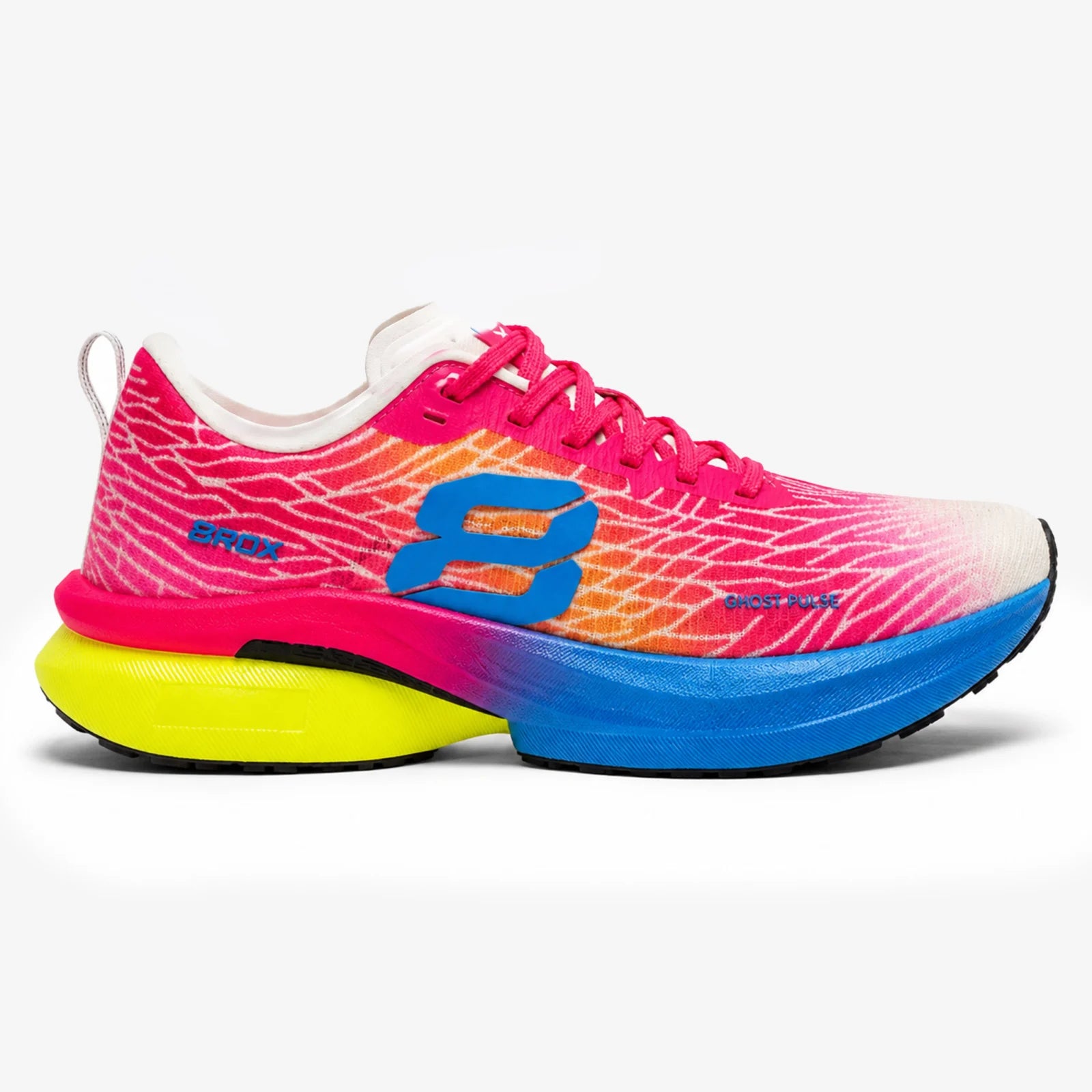 8ROX Ghost Pulse trainer in its current pink, orange and blue colourway